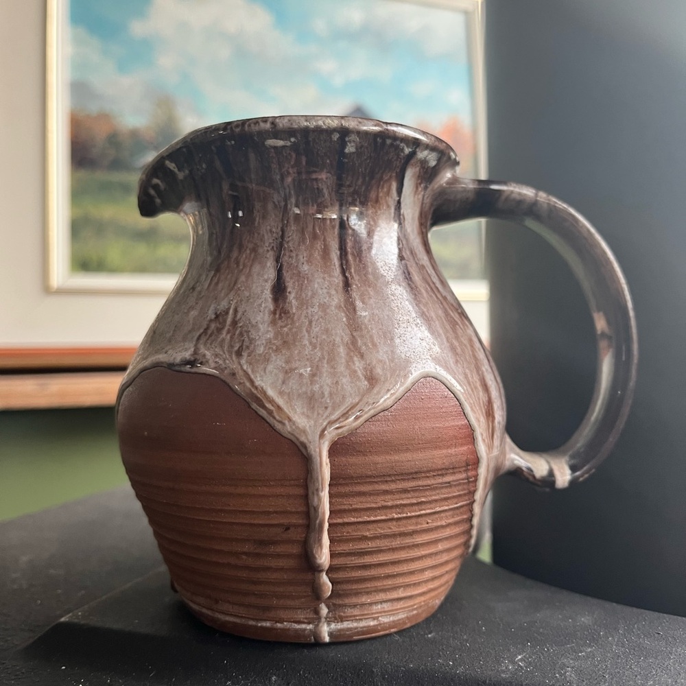 Handcrafted Ceramic Pitcher - Brown and Cream